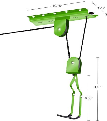 Bike Hanger Set - Set of 2 Overhead Pulley System Bike Hangers for Garage or Shed with 100lb Capacity for Bicycles or Ladders by Rad Sportz (Green) in Saudi Arabia