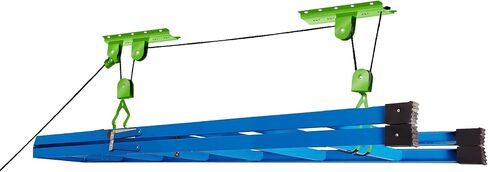 Bike Hanger Set - Set of 2 Overhead Pulley System Bike Hangers for Garage or Shed with 100lb Capacity for Bicycles or Ladders by Rad Sportz (Green) in Saudi Arabia