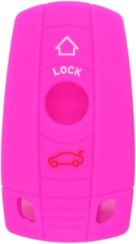 Silicone Cover Protector Case Holder Skin Jacket Compatible with BMW 3 Button Smart Remote Key Fob CV9902 Pink in Saudi Arabia