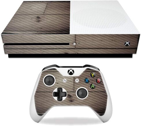 غلاف MightySkins من ألياف الكربون لجهاز Microsoft Xbox One S - خشبي | لمسة نهائية واقية ومتينة من ألياف الكربون | سهل التطبيق والإزالة وتغيير الأنماط | صنع في الولايات المتحدة الأمريكية in Saudi Arabia