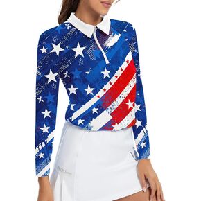 Soneven Womens Long Sleeve Golf Shirts Half Zip Moisture Wicking Print Golf Tops Tennis Shirts(XS-3XL)