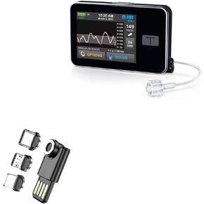 BoxWave Cable Compatible with Tandem t:Slim X2 Insulin Pump - MagnetoSync Mini Adapter, Magnet Charging Cable USB Type-C Micro USB - Jet Black