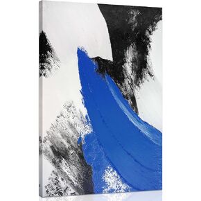 YPY Red Abstract Canvas Wall Art: Modern Minimalist Black and White Picture Painting Print Poster for Living Room Bedroom Bathroom Office Home Wall Decor 11.81" x 17.32"
