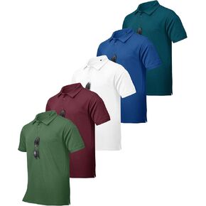 ZITY 5 Pack Tactical Polo Shirts for Men Golf Shirt Short Sleeve Athletic Performance Moisture Wicking Work Outdoor Tshirts in Kuwait