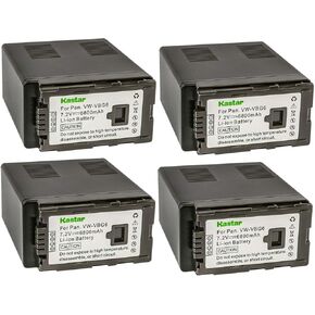 Kastar Battery 4 Pack Replacement for Panasonic VW-VBG6 VWVBG6 Battery and Panasonic AG-AC160A, AG-AC7, AG-AC130A, AG-AC160A, AG-HMC40, AG-HMC70, AG-HMC150, H68, H80, H90, H258, VDR-D50, D58, D310