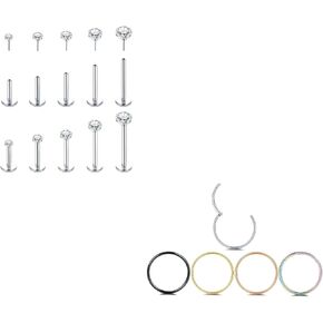 Aumeo 18G Nose Rings Studs Stainless Steel Tragus Helix Cartilage Daith Rook Earring Piercing Jewelry for Women