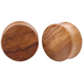 Pair of Olive Wood Saddle Fit Double Flare Ear Lobe Organic Natural Plug 6MM - 25MM E625