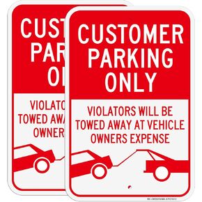 2 Pack Customer Parking Only Signs -12" x 18" Customer Parking Only Violators Will be Towed Sign for Business, .063 Rust Free Aluminum Parking Lot Signs with Reflective Overlay, Rust Free, Weather Resistant- Easy to install