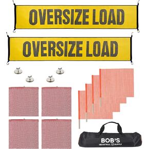 BISupply Towing Safety Flag Kit - Oversized Trailer Safety Flags for Truck Cargo and Pedestrian Crossings, 14pc Kit