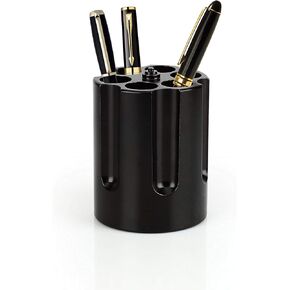Caliber Gourmet Revolver Pen Holder, Paper Weight, Desktop Organizer, black, Cast Aluminum Heavy Duty holder - Office Accessory, Christmas Gift