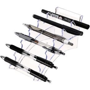 6-Slots Clear Acrylic Pen Pencil Holder Display Stand Makeup Brush Rack Organizer Holder for E-cigarette Nail Brush Eyebrow Fountain Pen Rack Display