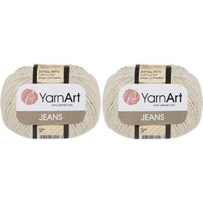 Amigurumi Cotton Yarn, YarnArt Jeans Yarn 55% Cotton 45% Acrylic Lot of 2 Skein 100gr 350yds Knitting Acrylic Cotton 2 Sport Yarn (03)