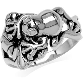 Silvershake 925 Sterling Silver Lotus Leaf and Leaping Frog Fashion Casual Ring