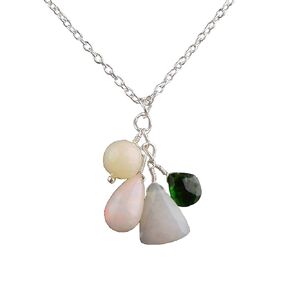 Natural Ethiopian Opal and Chrome Diopside Crystals Pendant Necklace, Mix Shape Gemstone, Energy Healing Crystals, Birthday, Gift for Her, Gemstone Jewelry 18 inch AAA+ Quality