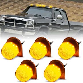 Gempro LED Cab Roof Marker Lights Top Clearance Running Lights for DODGE W100 150 250 350 D100 150 250 350 Cab Marker Lamps, 5PCS (Amber Led)