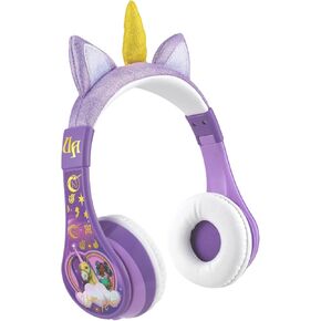 eKids Unicorn Academy Bluetooth Headphones, Wireless Headphones with Microphone includes Aux Cord, Volume Reduced Kids Foldable Headphones for School, Home, or Travel
