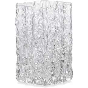 Glass Vase for Centerpieces, Diamond Shaped Vase for Flower, Modern Glacier Glass Vase for Home, Office Restaurant Desk Decor 8.3 Inch(Green)