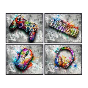Video game Wall Decor for Men - Gamer Gaming Room Decor - Man cave Game Room Decor - Posters for Men - Boys Bedroom Decor - Graffiti Wall Art - masculine Cool Wall Decor - Rec Room playroom Wall Decor
