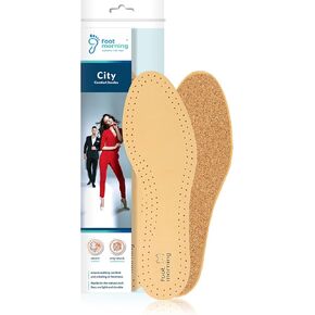 City Shoe & Boot Insoles (1 Pair) – Prime-Quality Refined Tanned Sheep Leather Inserts – Breathable Cork Base for Odour & Moisture Control – Lightweight Comfort Insoles (M10 Men)