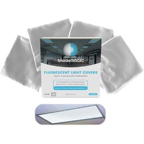 Fluorescent Light Covers for Classroom or Office - Light Filter Pack of (4); Eliminate Harsh Glare That Causing Eyestrain and Head Strain. Office Classroom Decorations Light Diffusers Gray