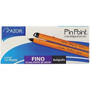 Pin Point Black Fine Point Writing Pens 0.7mm 12 Pack with Hole for Retractable Cord, Chain, Clipboard or Countertop