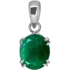 Emerald Green Pendant Necklace - precious Oval Shape Stone Pendant 4.55 Carat Pure 925 Sterling Silver Pendant