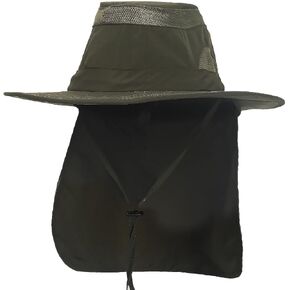 UPF 50+ Mesh Outdoor Hikers Boonie Hat for Men Women, Sun Hat Wide Brim Fishing Hat w/Neck Flap