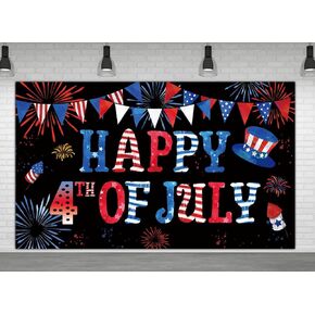 6x3.6ft Happy 4th of July Backdrop Independence Day Photography Background USA Veterans Memorial National Day Party Banner Decoration Large Happy 4th of July Garden Sign Banner