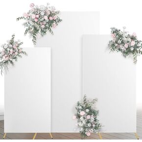 3 Set Wedding Arch Cover Fitted Square Backdrop Cover for Backdrop Stands Cover Spandex Arch Cover for Wedding Birthday Party Decor, 6.2FT, 5.2FT, 4.3FT (Without Metal Brackets)(White)