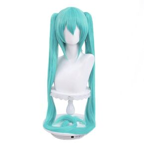 Anime Women Magical Blue Green Cosplay Wig Long Blue Hair With Ponytails Wig Costumes (Blue)