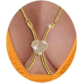 Women Rhinestone Chest Bracket Bra Chain Heart Crystal Lingerie Chain Sexy Body Chains Sparkle Body Jewelry Accessories