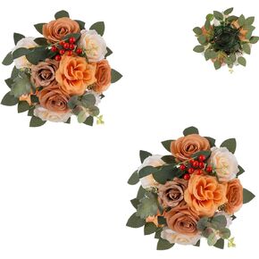 BLOSMON Artificial Flowers Ball Wedding Centerpieces 2 Pcs Burgundy Rose Artificial Flower Center Pieces Decoration for Table Silk Kissing Ball Faux Floral Bouquet Arrangements Home Party DIY Decor