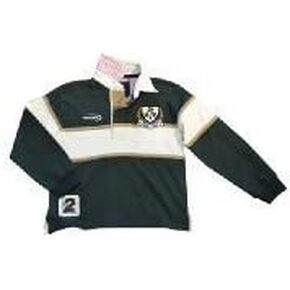 Traditional Craft Ltd. Lansdowne Bottle Green and Natural Ireland Shamrock Long Sleeve Kids Rugby Shirt