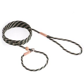 Alvalley Nylon Dog Training Leash with Stopper - Adjustable Nylon Rope Comes with Braided Leather at Ends - Tagua Bead Stopper Slip Lead - Suitable for Walking, and Training