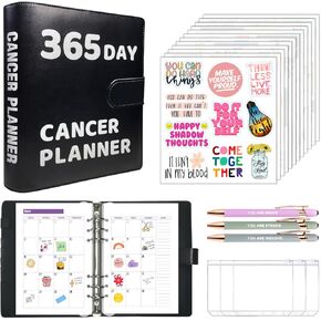 4 in 1 Cancer Journal Medical Journal, Cancer Planner with Cancer Pens & Cancer Stickers & Zipper Pouch Bag for Medical History Tracker, Best Cancer Care Gifts for Women Men Cancer Patients Must Have