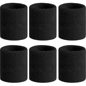 Premium Wrist Sweatbands: Stay Dry, Play Hard - Ideal for Tennis, Football, Basketball, Running, 6 Pack Cotton Sweatbands for Men Women & Kids