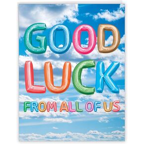 The Best Card Company - Big Good Luck Greeting Card (8.5 x 11 Inch) - Balloons, Colorful Card for Kids (Not 3D or Raised) - Inflated Messages Good Luck J5651SGLG-US