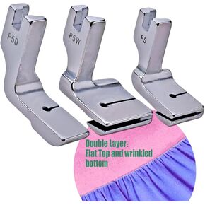 3 PCS Piping Sewing Machine Presser Foot, 2024 Latest Common Ruffler Foot Double Gathering Pleated Shirring Presser Foot Sewing Machine Feet Industrial P5 P50 P5W Fits for Most of Sewing Machine