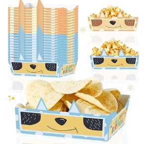 Generic Blue Cartoon Paper Food Boat, 24pcs, Medium, Disposable, Dog Themed, Birthday, Baby Shower Decorations