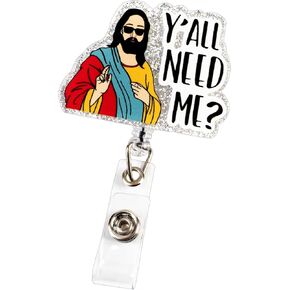 Y'all Need Me Retractable Badge Holder Clip, Funny ID Name Tag Card Badge Reel Accessories Medical Assisatant Teacher Office Hospital Nurse Nursing Gift
