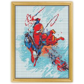 مجموعة سبايدرمان K388-0 ذات غرز متقاطعة. خيوط وإبر و2 قماش وخيط ومقص و4 أنماط ألوان مطبوعة. طقم أنماط التطريز in Kuwait