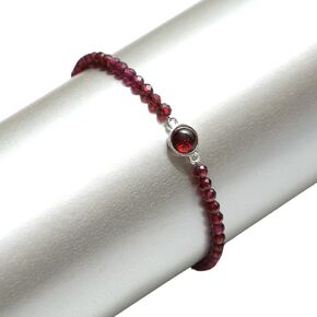 Red Garnet Stone Bracelet for Women, January Birthstone Gift, 925 Sterling Silver Bracelet, Party Wear, Gift for Her, 6+1.5 inch Adjustable Chain