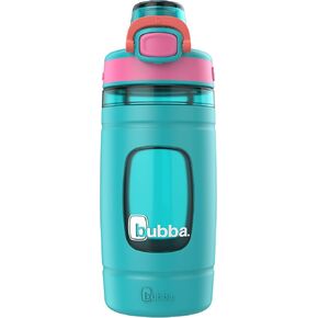 Bubba Kids Flo Water Bottle with Silicone Sleeve and Wide Mouth, 16 oz, Scuba