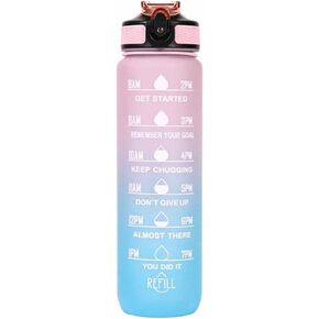 Pink-Blue 32 Oz Tritan Motivational Water Bottle With Time Marker Fittnes Gym Golf Tracking Yoga Sport Water Bottle in Saudi Arabia