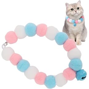 Cat Elastic Collar Plush Balls Cat Collar Pom Pom Dog Collar Plush Ball Necklace Puppy Accessories Scarf for Small Pets