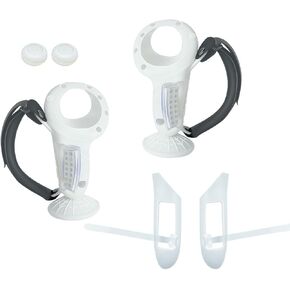 Controller Grips Accessories for Meta Quest 3,Silicone Anti Throw Handle Grips Protective Cover with Battery Opening Cover,Upright Suction Cup Design