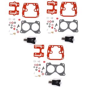 3 Packs Carburetor Repair Kit for Johnson Evinrude V4 V6 85-235 HP Crossflow 390055 392550 398526, 435443, 434888 439076