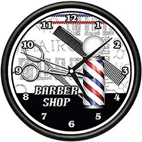 SignMission Beagle Barber Wall Clock Hair Salon Cutter Pole Gift, 1barber Shop