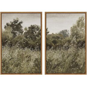 InSimSea 2 Pcs Framed Wall Art Vintage Landscape Decor, Meadow Scenery Paintings Above Bed Wall Decor, Canvas Prints, Living Room Bedroom Office Farmhouse Decor, 16"x24" Set of 2