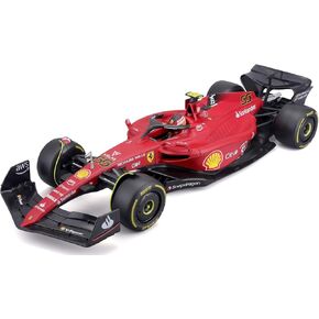 Bburago - 1/18 Scale Model Compatible with Ferrari Replica Miniature Model Compatible with Scuderia F1-75# 55 Compatible with Carlos Sainz Season 2022 Formula 1 Scale Model Collectible (Red)